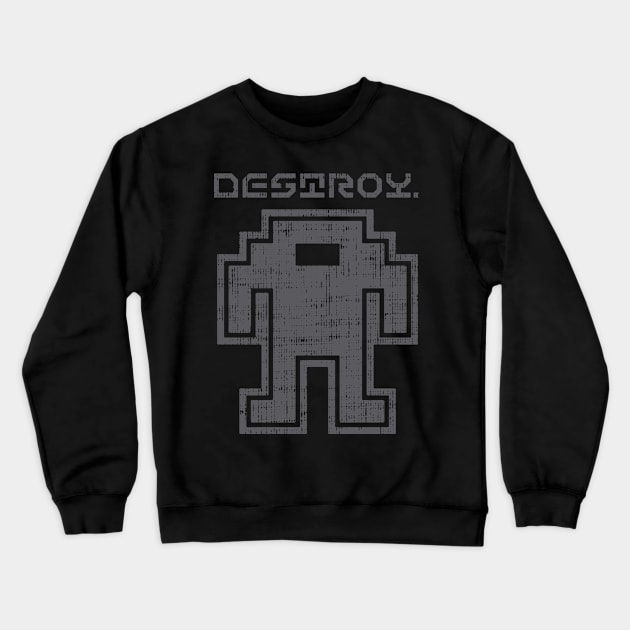 DESTROY - Grey Crewneck Sweatshirt by RetroPixelWorld